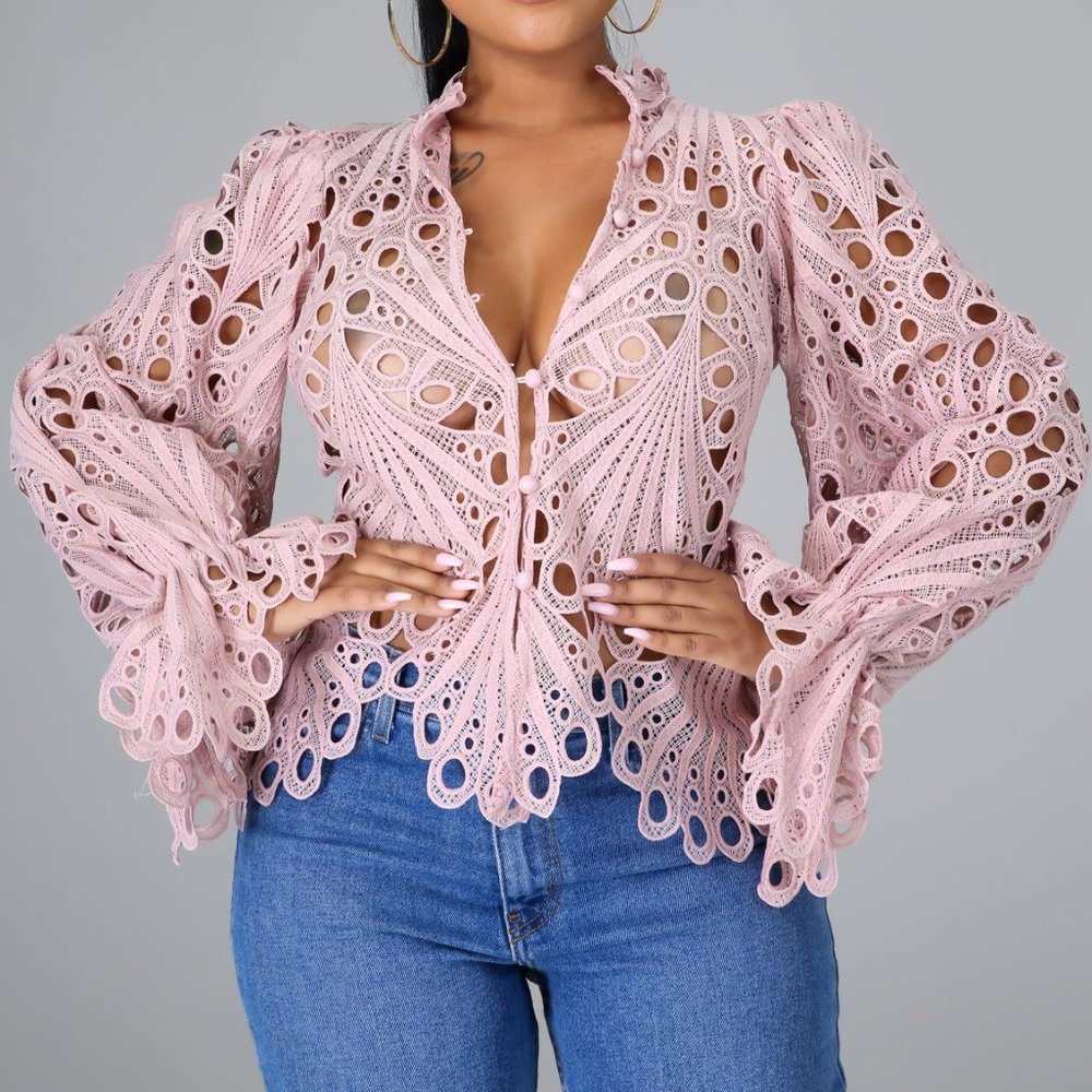 NEW Pink Lace Blouse